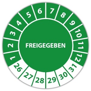 Prüfplakette Freigegeben (mit Datum) - Prüfplaketten auf Bogen
