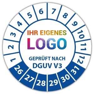 Prüfplakette Dokumentenfolie Geprüft nach DGUV Vorschrift 3 - Prüfplaketten Dokumentenfolie logo