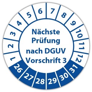 Prüfplakette Dokumentenfolie Nächste Prüfung nach DGUV Vorschrift 3 - Prüfplaketten Dokumentenfolie