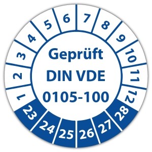 Prüfplakette Geprüft DIN VDE 0105-100 - Prüfplaketten auf Rolle