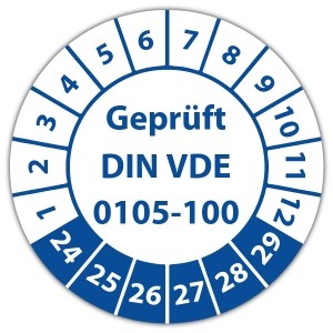 Prüfplakette "Geprüft DIN VDE 0105-100"