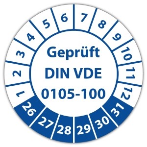Prüfplakette Geprüft DIN VDE 0105-100 - Prüfplaketten auf Rolle