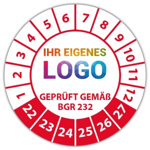 Prüfplakette "Geprüft gemäß BGR 232" logo