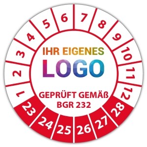 Prüfplakette "Geprüft gemäß BGR 232" logo
