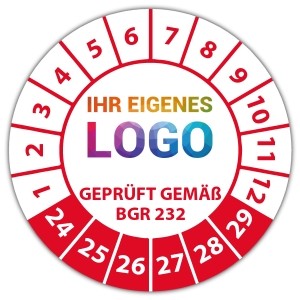 Prüfplakette Geprüft gemäß BGR 232 - Prüfplaketten auf Rolle logo