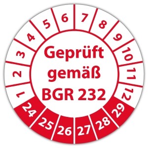 Prüfplakette Geprüft gemäß BGR 232 - Prüfplaketten auf Rolle