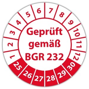 Prüfplakette Geprüft gemäß BGR 232 - Prüfplaketten auf Rolle