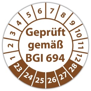 Prüfplakette "Geprüft gemäß BGI 694"