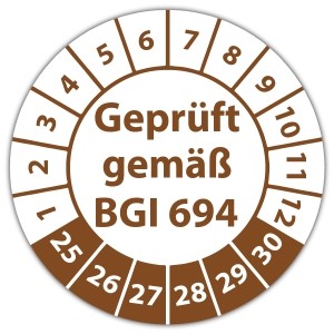 Prüfplakette Geprüft gemäß BGI 694 - Prüfplaketten auf Rolle