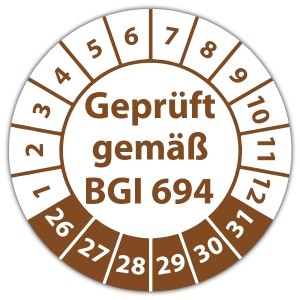 Prüfplakette Geprüft gemäß BGI 694 - Prüfplaketten auf Rolle