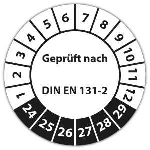 Prüfplakette "Geprüft nach DIN EN 131-2."