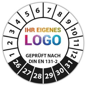 Prüfplakette Geprüft nach DIN EN 131-2. - Prüfplaketten auf Rolle logo