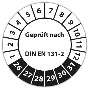 Prüfplakette Geprüft nach DIN EN 131-2. - Prüfplaketten auf Rolle
