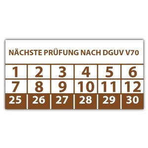 Prüfplakette Nächste Prüfung nach DGUV V70 - DGUV Vorschrift 70 - Prüfkennzeichnung