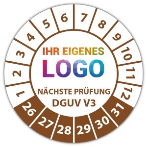 Prüfplakette Geprüft nach DGUV Vorschrift 3 nächster Prüftermin - Prüfplaketten Quadrat logo