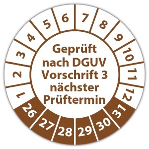 Prüfplakette Geprüft nach DGUV Vorschrift 3 nächster Prüftermin - Prüfplaketten Quadrat