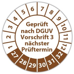 Prüfplakette Geprüft nach DGUV Vorschrift 3 nächster Prüftermin - Prüfplaketten High Tack
