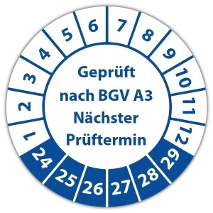 Prüfplakette Geprüft nach BGV A3 Nächster Prüftermin - Prüfplaketten DGUV