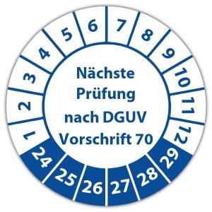 Prüfplakette Nächste Prüfung nach DGUV Vorschrift 70 - Prüfplaketten auf Bogen
