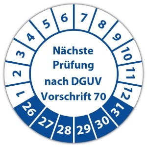 Prüfplakette Nächste Prüfung nach DGUV Vorschrift 70 - Prüfplaketten auf Bogen