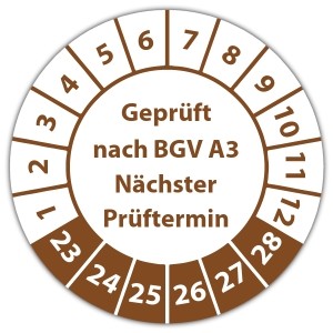 Prüfplakette Dokumentenfolie Geprüft nach BGV A3 Nächster Prüftermin - Prüfplaketten Dokumentenfolie