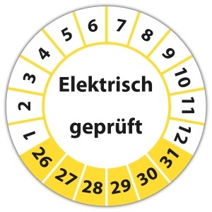 Prüfplakette Dokumentenfolie Elektrisch geprüft - Prüfplaketten Dokumentenfolie