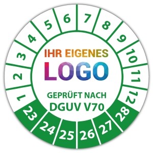 Prüfplakette Dokumentenfolie Geprüft nach DGUV Vorschrift 70 - Prüfplaketten Dokumentenfolie logo
