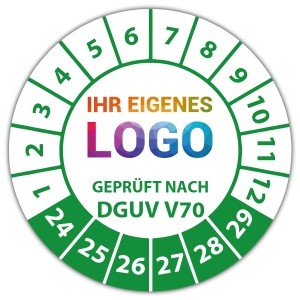 Prüfplakette Dokumentenfolie Geprüft nach DGUV Vorschrift 70 - Prüfplaketten Dokumentenfolie logo