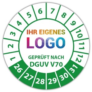 Prüfplakette Dokumentenfolie Geprüft nach DGUV Vorschrift 70 - Prüfplaketten Dokumentenfolie logo