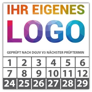 Prüfplakette Geprüft nach DGUV Vorschrift 3 nächster Prüftermin - Prüfplaketten DGUV logo