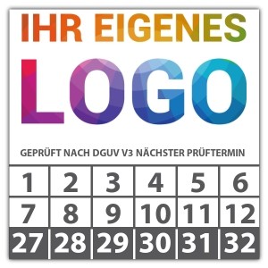 Prüfplakette Geprüft nach DGUV Vorschrift 3 nächster Prüftermin - BGV A3 logo