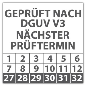 Prüfplakette Geprüft nach DGUV Vorschrift 3 nächster Prüftermin - BGV A3