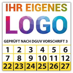 Prüfplakette "Geprüft nach DGUV Vorschrift 3" logo