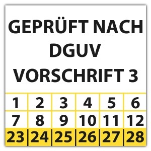 Prüfplakette Geprüft nach DGUV Vorschrift 3 - Prüfplaketten Quadrat