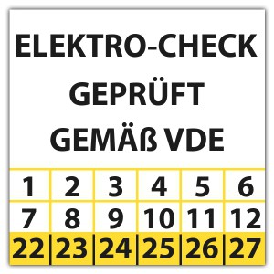 Prüfplakette  Elektro-Check VDE - Prüfplaketten Quadrat