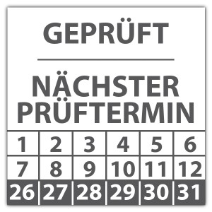 Prüfplakette Geprüft nächster Prüftermin - Prüfplaketten Quadrat