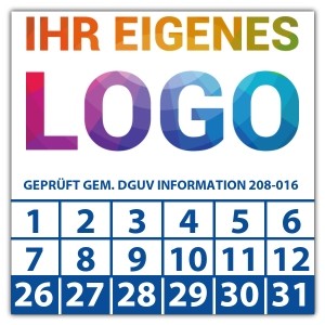 Prüfplakette Geprüft gem. DGUV Information 208-016 - DGUV aufkleber logo