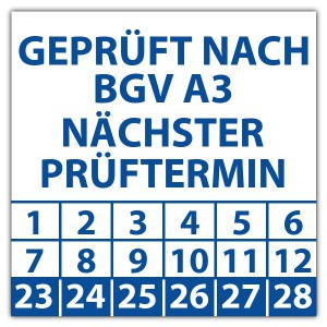 Prüfplakette Geprüft nach BGV A3 nächster Prüftermin - Prüfplaketten Quadrat