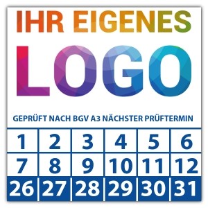 Prüfplakette Geprüft nach BGV A3 nächster Prüftermin - Prüfplaketten Quadrat logo