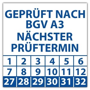 Prüfplakette Geprüft nach BGV A3 nächster Prüftermin - BGV A3