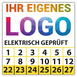 Prüfplakette  Elektrisch geprüft - Prüfplaketten Quadrat logo