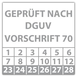 Prüfplakette "Geprüft nach DGUV Vorschrift 70"