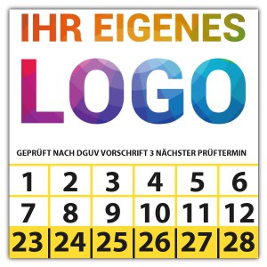 Prüfplakette Dokumentenfolie Geprüft nach DGUV Vorschrift 3 nächster Prüftermin - Prüfplaketten DGUV logo
