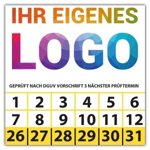 Prüfplakette Dokumentenfolie Geprüft nach DGUV Vorschrift 3 nächster Prüftermin - Prüfplaketten Dokumentenfolie logo