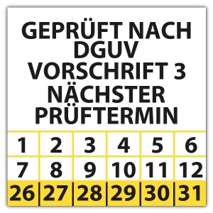 Prüfplakette Dokumentenfolie Geprüft nach DGUV Vorschrift 3 nächster Prüftermin - Prüfplaketten Dokumentenfolie