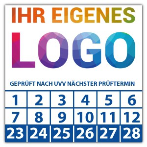 Prüfplakette Dokumentenfolie Geprüft nach UVV nächster Prüftermin - Prüfplaketten UVV logo