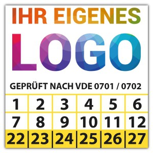 Prüfplakette Dokumentenfolie Geprüft nach VDE 0701 / 0702 - Prüfplaketten Dokumentenfolie logo
