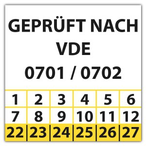 Prüfplakette Dokumentenfolie Geprüft nach VDE 0701 / 0702 - Prüfplaketten VDE / Elektro