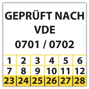 Prüfplakette Dokumentenfolie Geprüft nach VDE 0701 / 0702 - Prüfplaketten VDE / Elektro