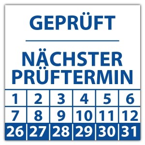 Prüfplakette Dokumentenfolie Geprüft nächster Prüftermin - Prüfplaketten Dokumentenfolie